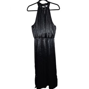 SuperFoxx NWT Black Textured Sleeveless High Neck Halter Open Slit Back‎ Medium
